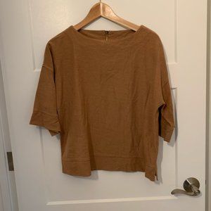 MASSIMO DUTTI oversize Half Sleeve Zip Back top blouse woven fabric